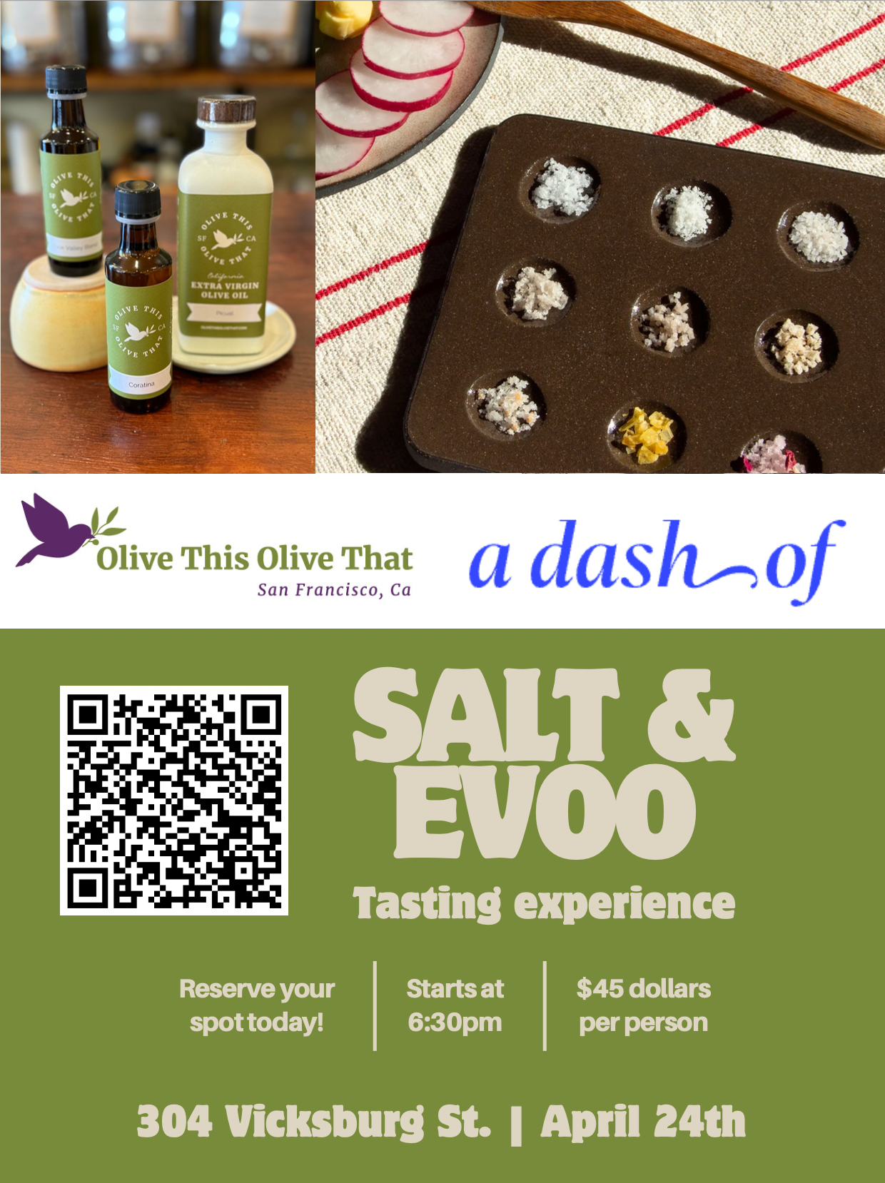 Salt & Olive Oil Tasting - OTOT & A Dash Of